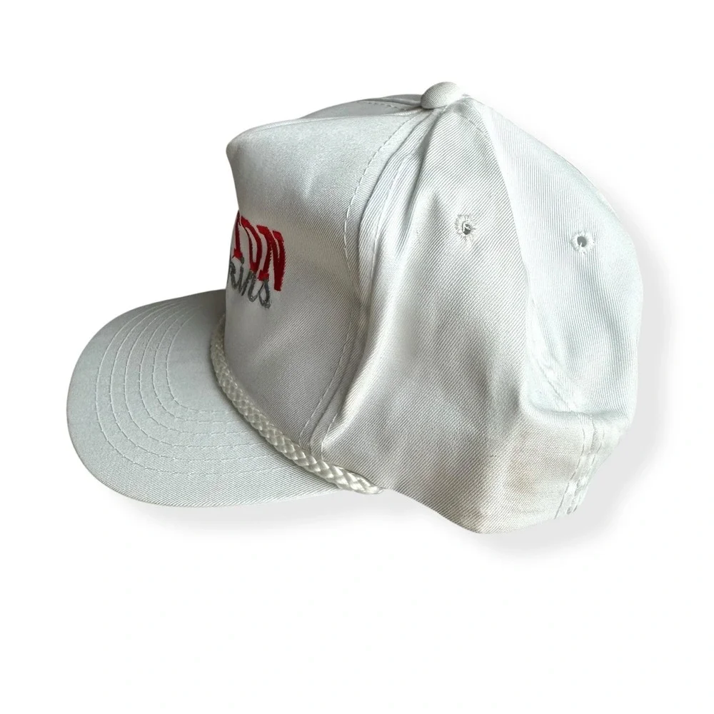 Vintage 90's Kingston Redskins‎ White Red  Trucker SnapBack Hat Rope Embroidered